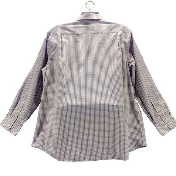 Croft&Barrow Button Up Shirt Men 18 34/35 Easy Care Classic Fit Blue Pink Plaid - Picture 8 of 11